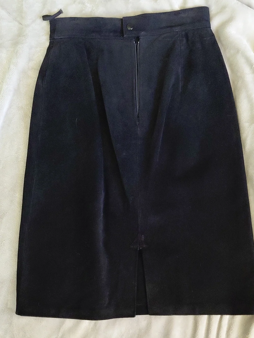 Vintage Genuine Suede Leather Pencil Skirt Black Size 9 High Waist